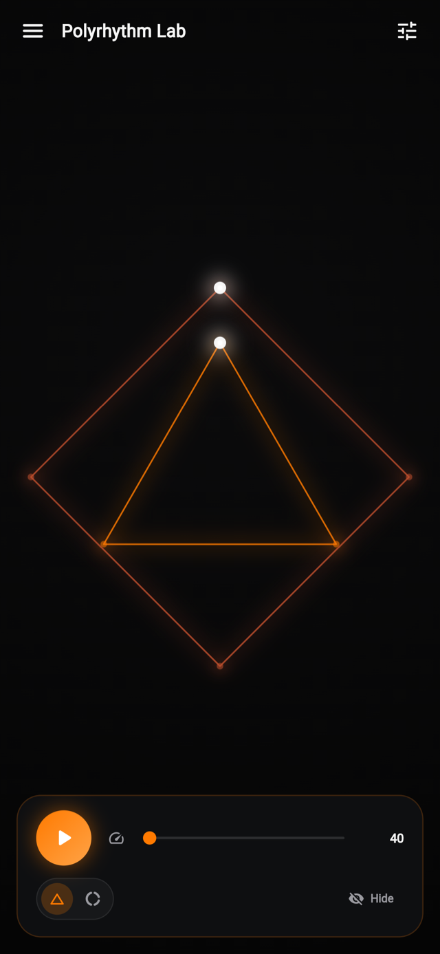 Polyrhythm Lab: poliritmi visualizzati come poligoni rotanti